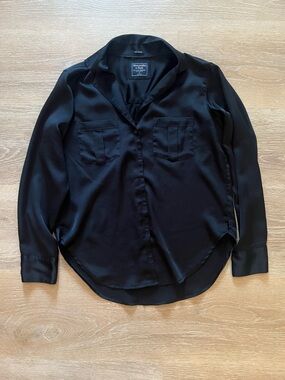 Abercrombie black satin button-up